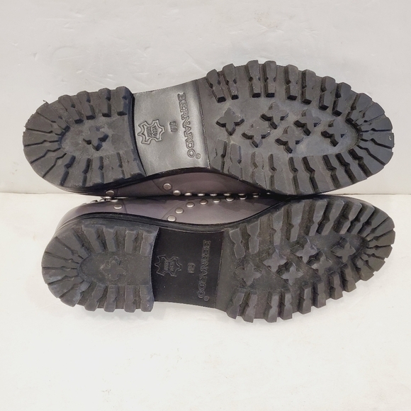 NEW Bernardo OWEN Gray Glove Leather Silver Studs Lug Oxford Shoes - Picture 4 of 5